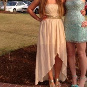 Gold high low formal dress